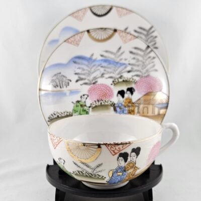JAPANESE GEISHA CUP SAUCER PLATE TRIO