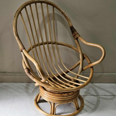 RETRO SWIVEL CANE RATTAN COCOON ARMCHAIR