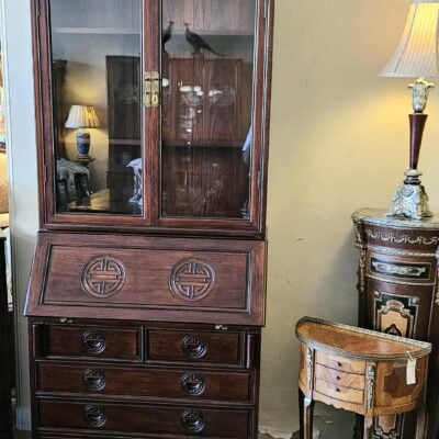 ASIAN ROSEWOOD BUREAU BOOKCASE DESK