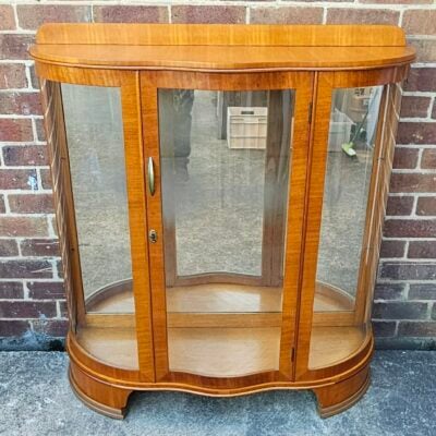 ART DECO BLOND WOOD CHINA DISPLAY CABINET