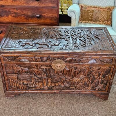 CHINESE CAMPHOR WOOD CHEST BAMBOO