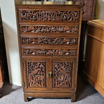 CHINESE CARVED TRINKET DRAWERS JEWELLERY CABINET