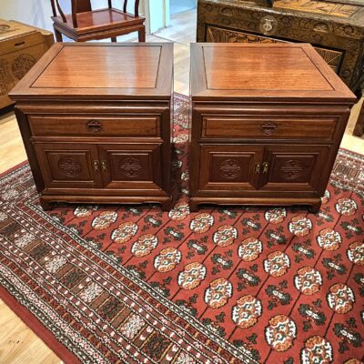 CHINESE ROSEWOOD PAIR BEDSIDE CABINETS