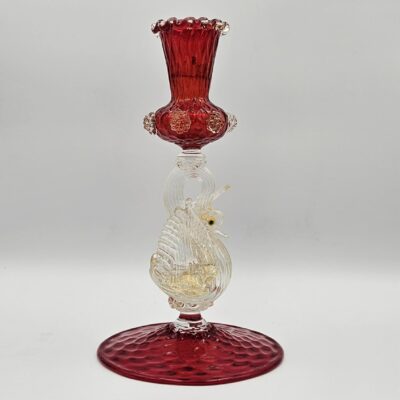 MURANO VENETIAN GLASS SWAN CANDLESTICK