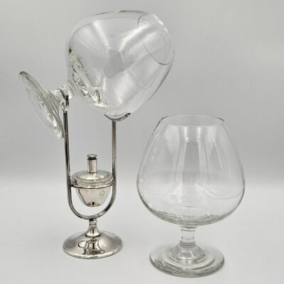 BRANDY BALLOON SNIFTER COGNAC WARMER AND STAND