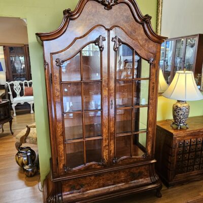 EUROPEAN WALNUT 2 DOOR DISPLAY CABINET