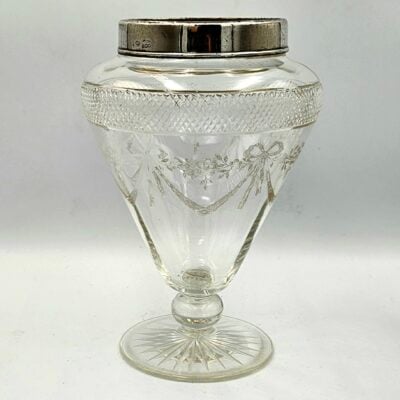 CRYSTAL VASE STERLING SILVER RIM
