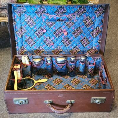 1920’s ART DECO LEATHER TRAVEL CASE