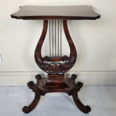 MAHOGANY OCCASIONAL HARP TABLE