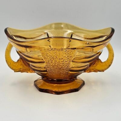 ART DECO AMBER GLASS ELEPHANT BOWL