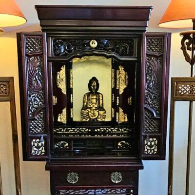 JAPANESE ROSEWOOD BUDDHIST SHRINE ALTAR BUTSUDAN